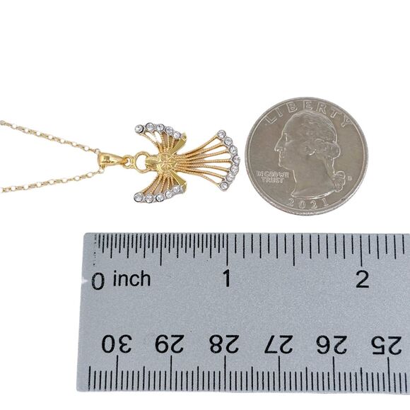 Vintage Gold Plated Sterling Silver 925 Crystal Angel Pendant Necklace 18" - Picture 4 of 4